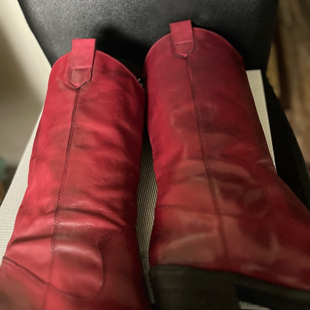 FRANCO SARTO WALINDA NWOT AUTHENTIC OXBLOOD RED SOFT LEATHER WESTERN BOOTS - Picture 15 of 16